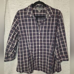 Eddie Bauer 2XL Plaid 3/4 Sleeve